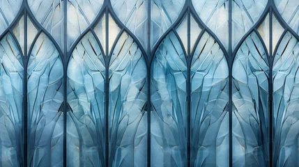Papier peint photo autocollant rond Coloré Icy Cathedral Windows