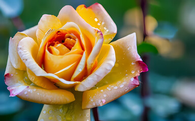 yellow rose with water drops