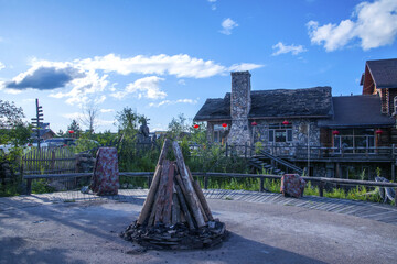 The greater hinggan mountains in heilongjiang province at mohe arctic village olunchun exhibition of ancient dwellings