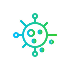 Virus medical and health icon with blue and green gradient outline style. infection, virus, medical, medicine, health, disease, human. Vector Illustration
