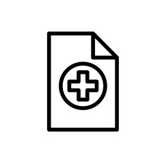 Obraz premium File medical and health icon with black outline style. file, document, business, set, web, sign, data. Vector Illustration