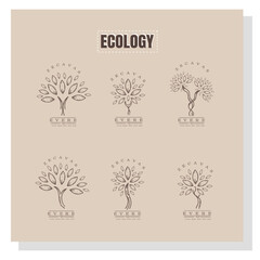 Vector natural eco product stamp brand logo for nature and healthy product brand logo set vector