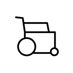 Wheelchair medical and health icon with black outline style. disabled, chair, disability, wheelchair, human, symbol, wheel. Vector Illustration