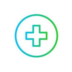 Fototapeta premium Healthcare medical and health icon with blue and green gradient outline style. medical, health, healthcare, care, medicine, symbol, line. Vector Illustration