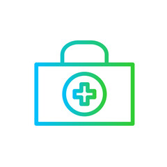 Obraz premium First aid medical and health icon with blue and green gradient outline style. medical, hospital, health, emergency, aid, symbol, sign. Vector Illustration