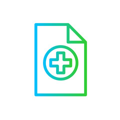 File medical and health icon with blue and green gradient outline style. file, document, business, set, web, sign, data. Vector Illustration