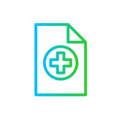 Obraz premium File medical and health icon with blue and green gradient outline style. file, document, business, set, web, sign, data. Vector Illustration