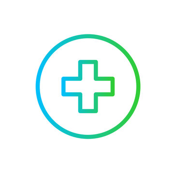 Healthcare medical and health icon with blue and green gradient outline style. medical, health, healthcare, care, medicine, symbol, line. Vector Illustration