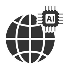Vector illustration of ai technology internet icon in dark color and transparent background(png).