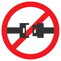 Vector illustration of forbidden to use seat belts icon in dark color and transparent background(png).