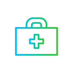 Obraz premium First aid kit medical and health icon with blue and green gradient outline style. care, health, medicine, doctor, medical, emergency, case. Vector Illustration