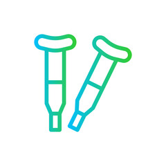 Crutch medical and health icon with blue and green gradient outline style. medical, symbol, crutches, sign, hospital, disability, health. Vector Illustration