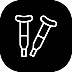 Crutch medical and health icon with black filled line outline style. medical, symbol, crutches, sign, hospital, disability, health. Vector Illustration