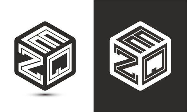 EZQ letter logo design with illustrator cube logo, vector logo modern alphabet font overlap style.