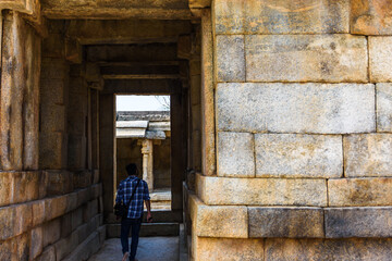 Stone carved Lepakshi temple in Andra Pradesh. Carvings from the age of Vijayanagara Dynasty