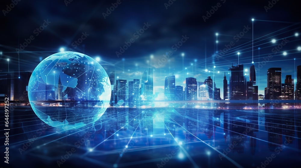 Poster abstract background of future technology concept for business solutions. circle, globe. generative a