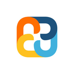cube rectangle windmill logo with Blue yellow and orenge color for our company or business, modern logo
