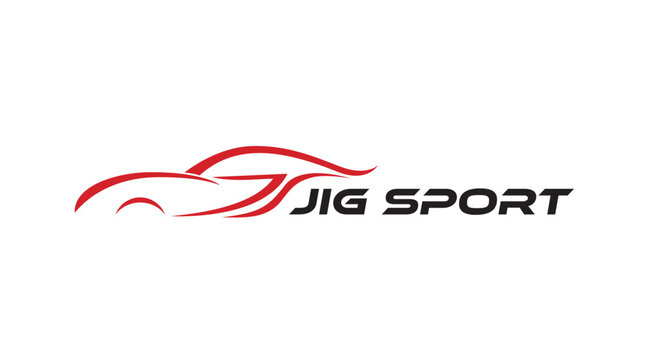 Sport car JS initial logo with red and black color for our company or business