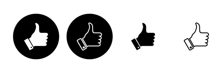 Thumbs up icon set. Hand like. Like icon vector.