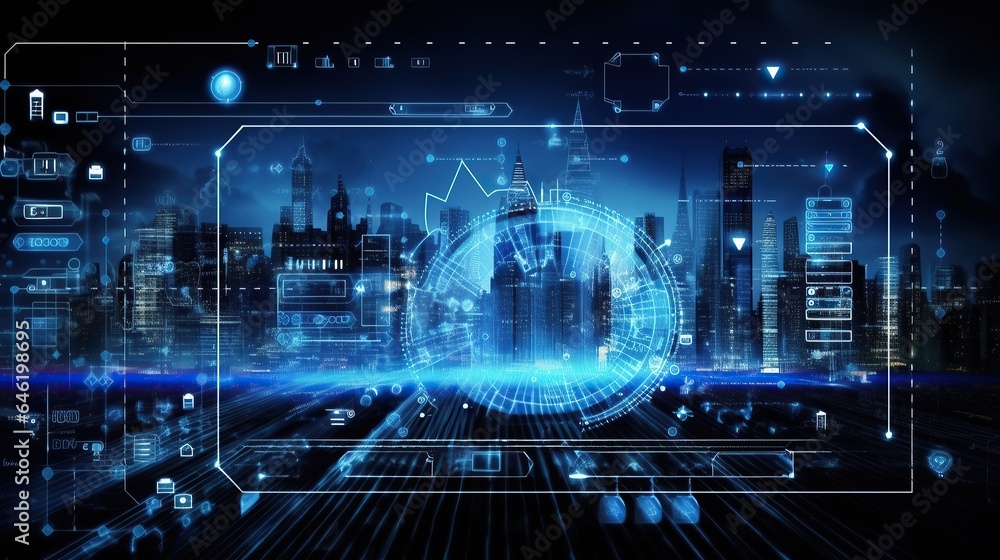 Poster free photos abstract background of future technology concept for business solutions.circle,globe.gen