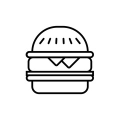 Burger food and drink icon with black outline style. burger, food, hamburger, symbol, fast, meat, sandwich. Vector illustration