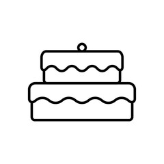 Birthday cake food and drink icon with black outline style. birthday, cake, celebration, dessert, bakery, sweet, candle. Vector illustration