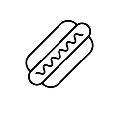 Hot dog food and drink icon with black outline style. food, fast, hot, sausage, bread, meat, meal. Vector illustration