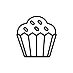 Cupcake food and drink icon with black outline style. cupcake, food, cake, sweet, dessert, pastry, cream. Vector illustration