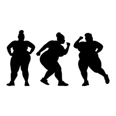 Vector illustration. Silhouette of a woman doing sports. Losing weight.