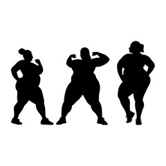 Vector illustration. Silhouette of a woman doing sports. Losing weight.