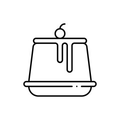 Pudding food and drink icon with black outline. dessert, pudding, sweet, food, milk, homemade, delicious. Vector illustration