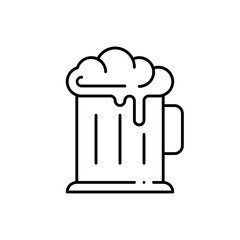Beer food and drink icon with black outline. alcohol, drink, glass, pub, bar, beer, beverage. Vector illustration