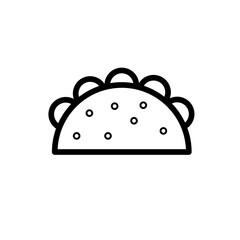 Taco food and drink icon with black outline style. food, taco, mexican, restaurant, lunch, tortilla, cheese. Vector illustration