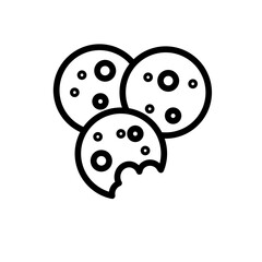 Cookies food and drink icon with black outline style. cookie, dessert, biscuit, pastry, sweet, bakery, chocolate. Vector illustration