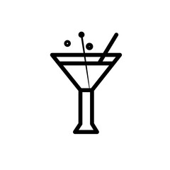 Cocktail food and drink icon with black outline style. cocktail, drink, alcohol, glass, bar, beverage, restaurant. Vector illustration