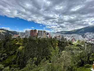 Fototapeta premium view of the city from the hill in Quito, Ecuador