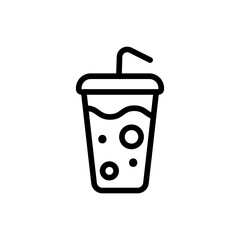Sparkling water food and drink icon with black outline style. drink, water, liquid, clean, drop, blue, soda. Vector Illustration