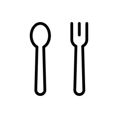 Restaurant food and drink icon with black outline style. restaurant, food, cook, menu, fork, set, spoon. Vector Illustration
