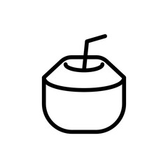 Obraz premium Coconut drink food and drink icon with black outline style. drink, cocktail, coconut, juice, glass, bottle, bar. Vector Illustration