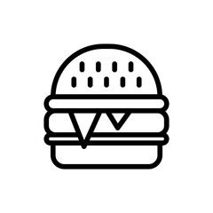 Burger food and drink icon with black outline style. burger, food, hamburger, symbol, fast, meat, sandwich. Vector illustration