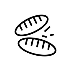 Bread food and drink icon with black outline style. bread, bakery, food, toast, loaf, wheat, meal. Vector illustration