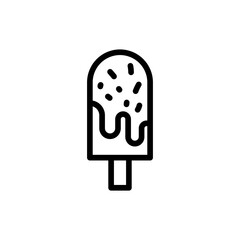 Ice cream food and drink icon with black outline style. sweet, cream, food, ice, summer, dessert, waffle. Vector illustration