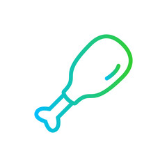 Chicken leg food and drink icon with blue and green gradient outline style. chicken, food, meat, meal, leg, isolated, dinner. Vector illustration