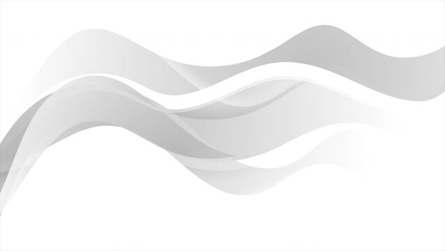 Grey white glossy waves abstract elegant background. Seamless looping motion design. Video animation Ultra HD 4K 3840x2160