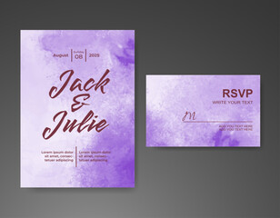 Wedding invitation with abstract watercolor background