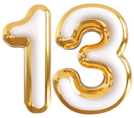 3d number 13 - gold number