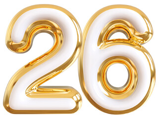 3d number 26 - gold number