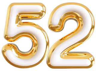 3d number 52 - gold number
