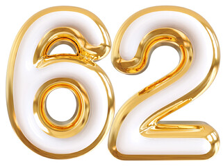 3d number 62 - gold number