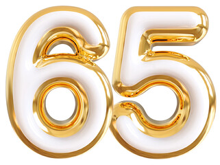 3d number 65 - gold number